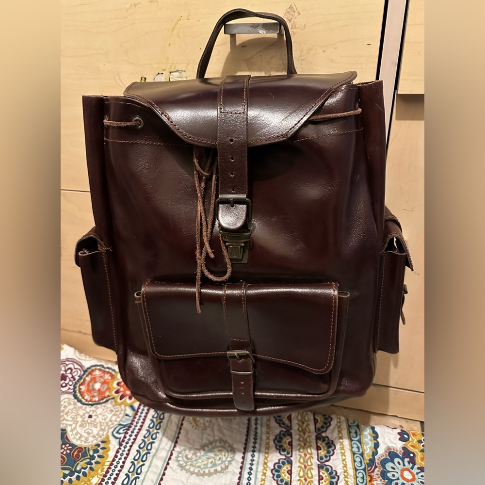 Graphea brown leather backpack made in England. Brown Leather Backpack